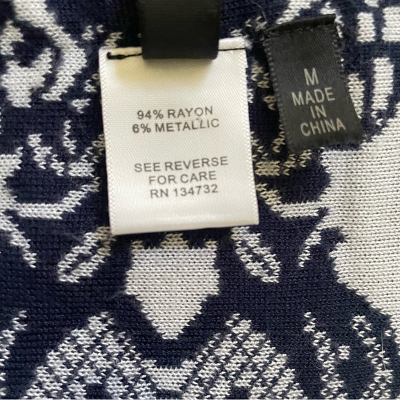 Allie & Rob blue white chinoiserie draped open front long sleeve cardigan Sz: M - Picture 7 of 8